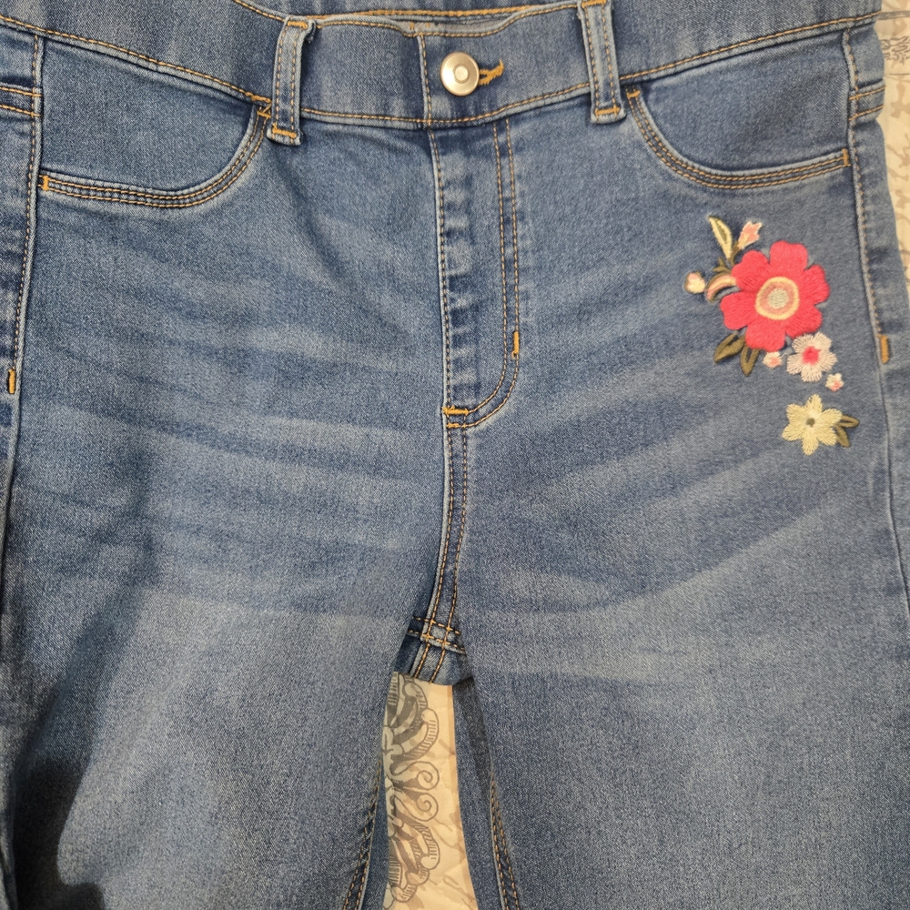 Wonder Nation Blue Jeans with Floral Embroidery